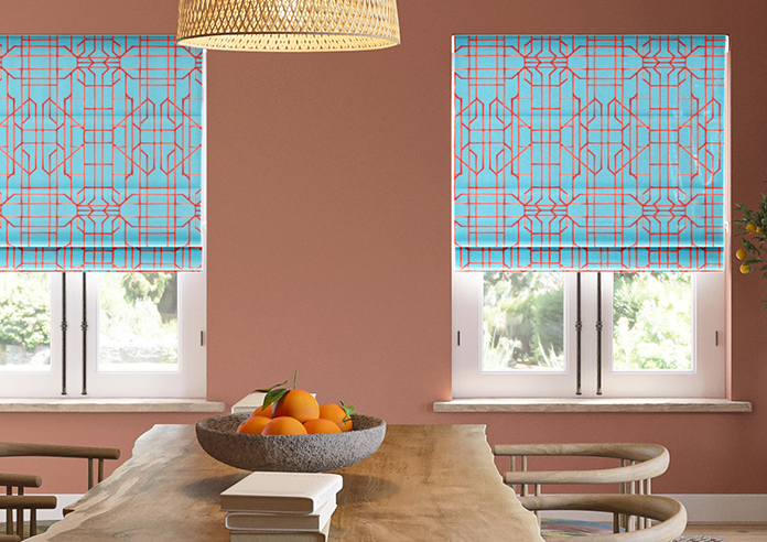 Bamboo Candy, Red Blue - Roman Blind - Image 3